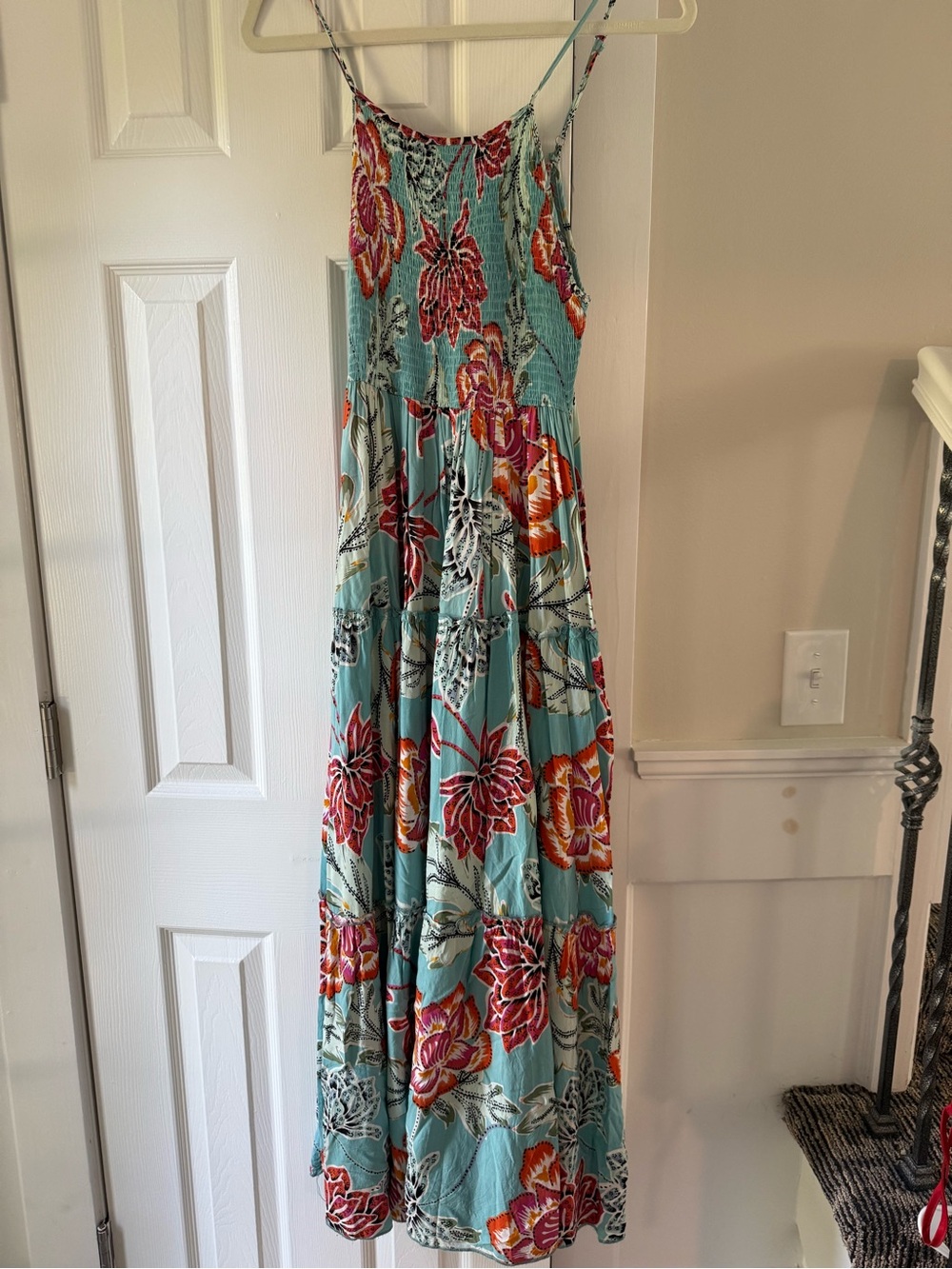 Jaase Green & Red Floral Maxi Dress Size Large EC1